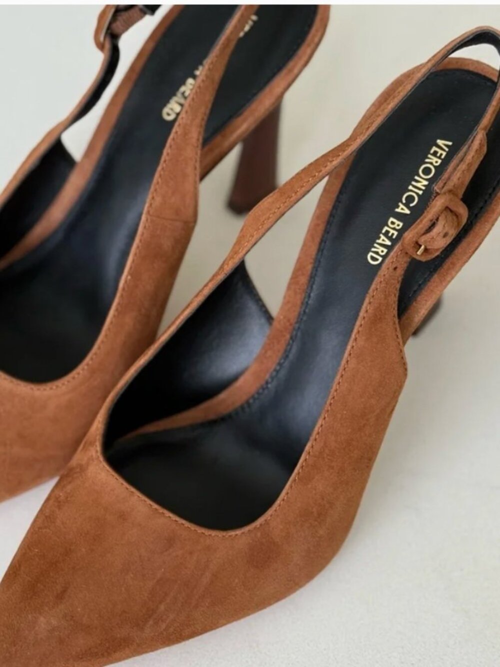Veronica Beard Callie Slingback Heels, Brown Suede, Size 9